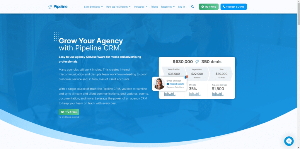 1. Pipeline CRM- The Best CRM Tool for Marketing Agencies