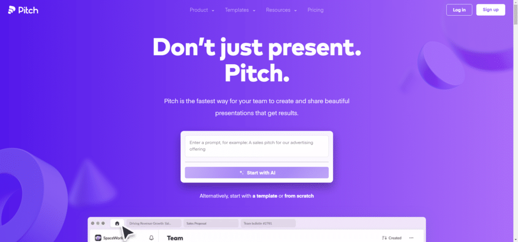 4. Pitch- Presentation Software tool for marketing agencies
