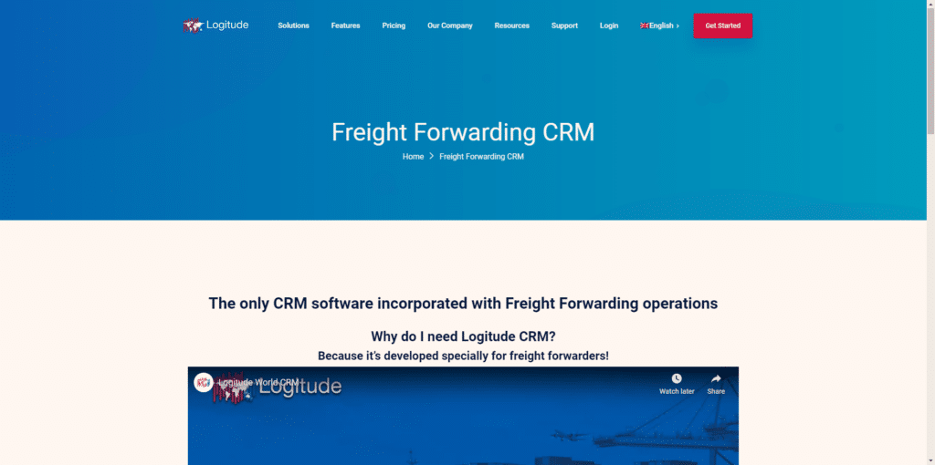 5. Logitude - The last of our Pipedrive CRM alternatives for logistics CRM