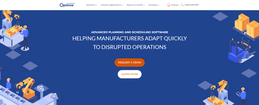5. Optessa - Best CRM for Scheduling Manufacturing Projects
