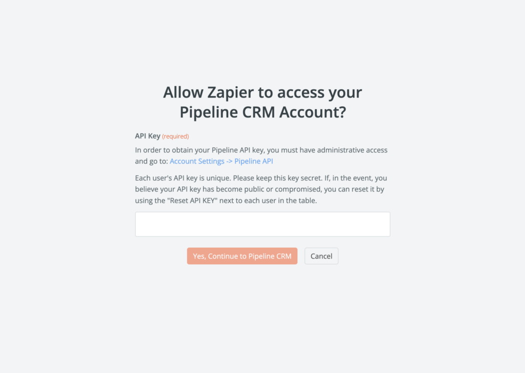 Connect an Account Zapier