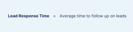 Formula for calculating lead response time: average time taken to follow up on leads.