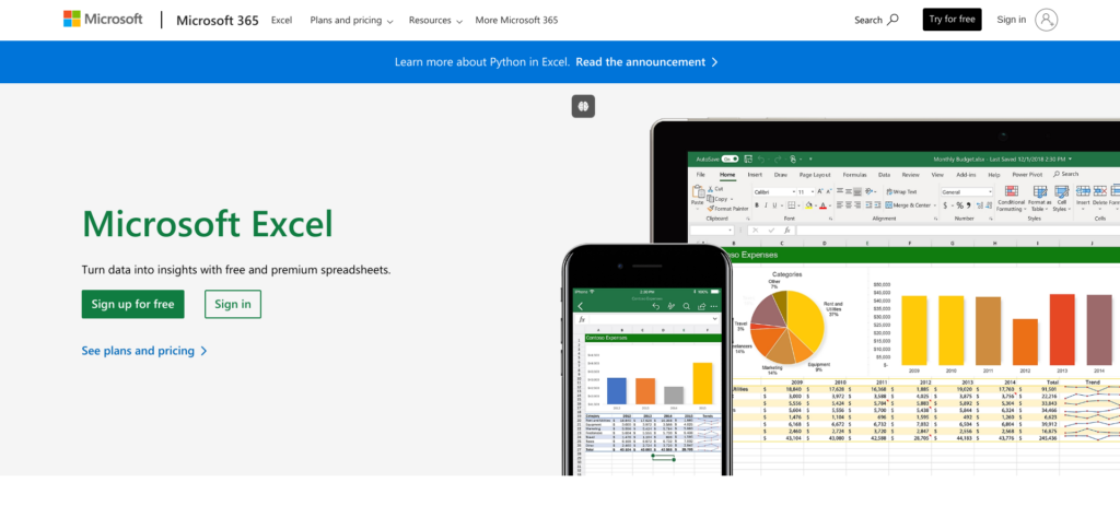 Microsoft Excel- Best for Enterprises With Frankenstein Sales Tools