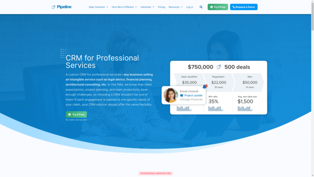 Pipeline - Best CRM Software for Professional Services — Financial Advisors