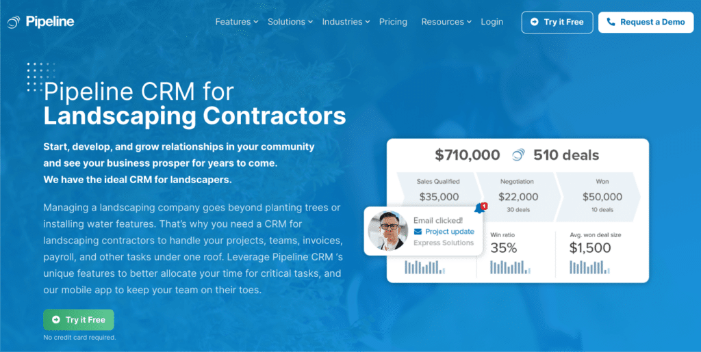 Pipeline CRM- Best CRM for Sales-Focused Landscaping Contractors