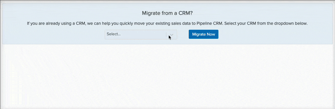 Select CRM and ‘Migrate Now