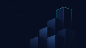 Editorial illustration for the Pipeline CRM best CRM for construction guide: an abstract skyline of architectural tower forms in dark navy, with one tallest tower outlined in emerald green standing distinct against the cinematic negative space.