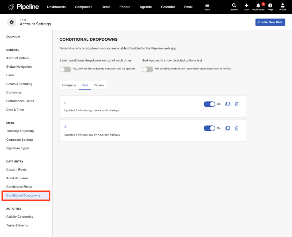 conditional dropdowns